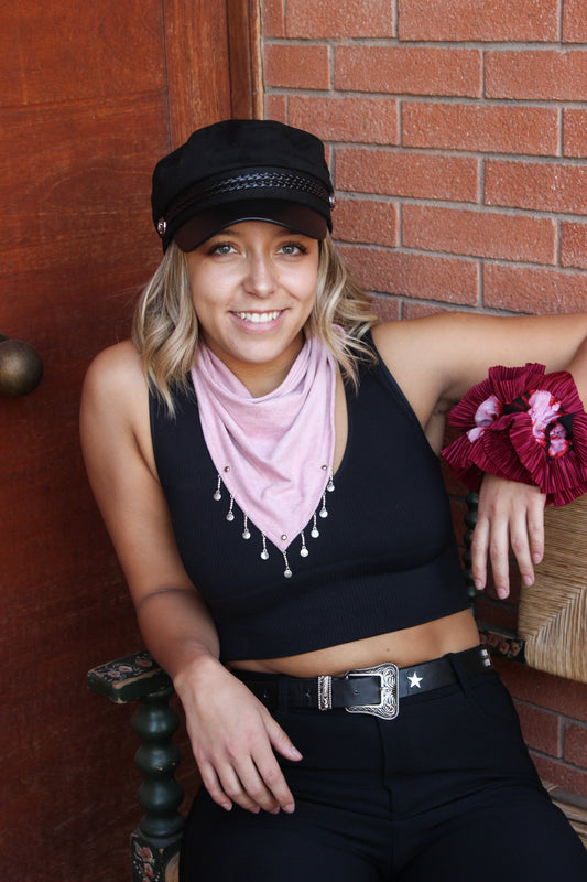Bandana Jessie, vista de detalle, hecha a mano — Elefanterosado