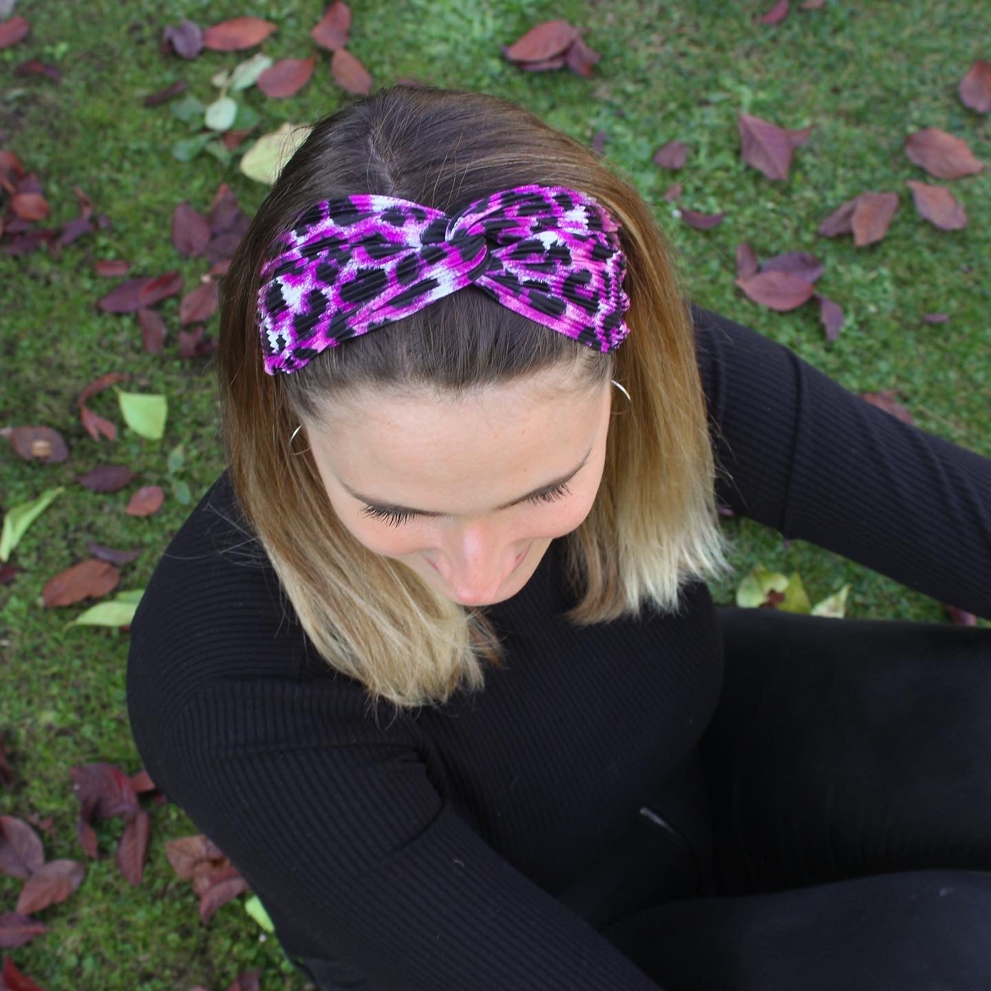 Turbante España con print morado, hecho a mano — Elefanterosado