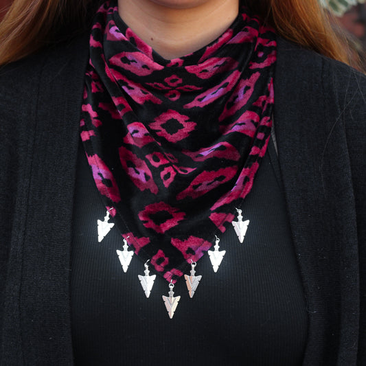 Bandana Olivia terciopelo en rosados y burdeo, hecha a mano — Elefanterosado
